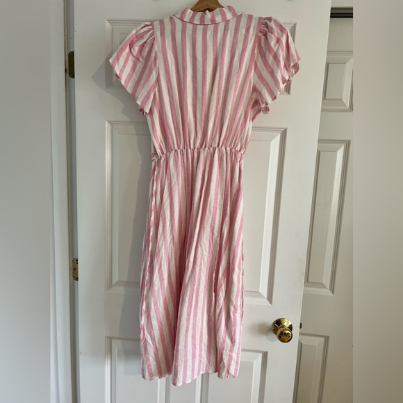 Draper James Striped Button Down Linen Midi Dress with Tie Waist - Picture 6 of 13